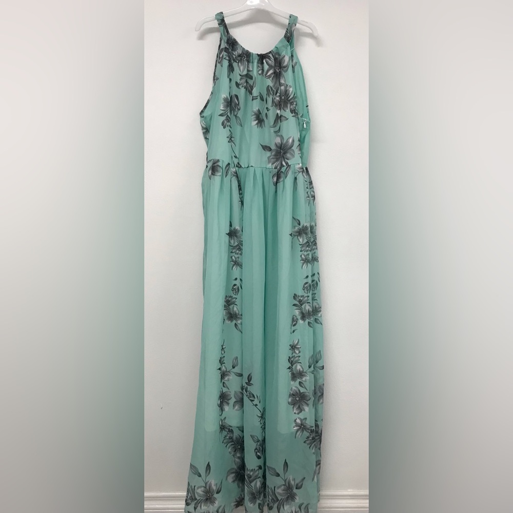Women Sleeveless Asymmetrical Flower Liner Causal Party Wedding Night Dress Mint